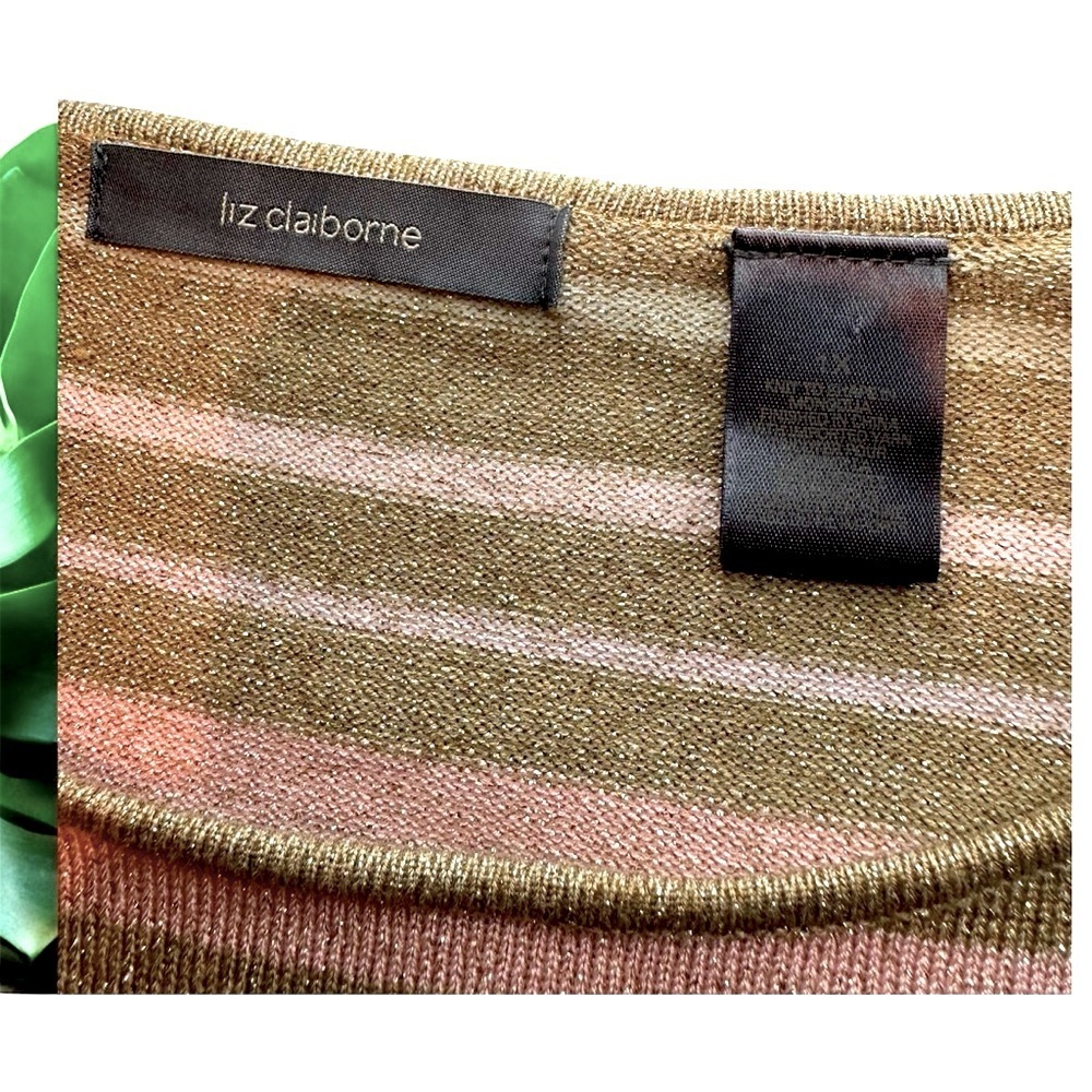 Liz Claiborne Vintage Pink Striped Relaxed Ribbed Blouse EUC - Picture 13 of 15